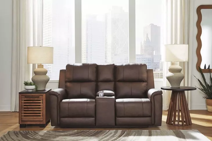 Beryton Espresso Leather 75" Zero Gravity Power Reclining Loveseat with USB Charging