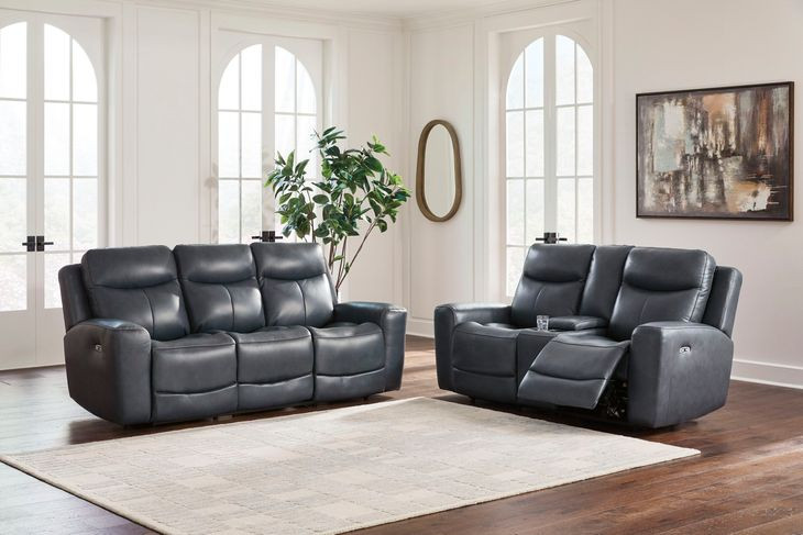 Mighty Moves Admiral Leather 88" Power Reclining Sofa with USB Charging