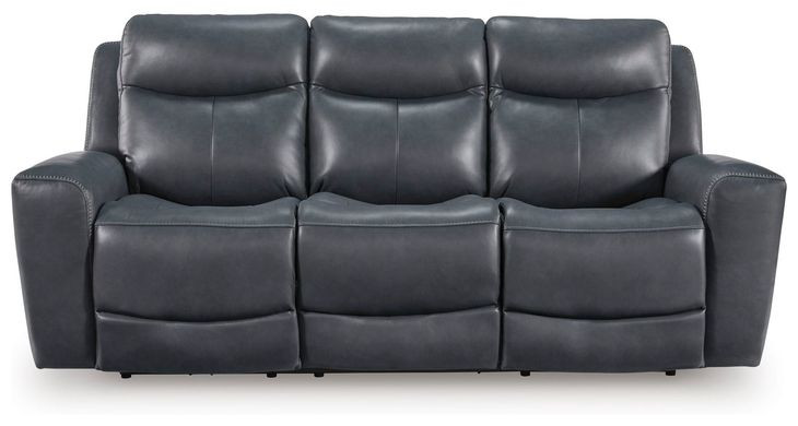 Mighty Moves Admiral Leather 88" Power Reclining Sofa with USB Charging
