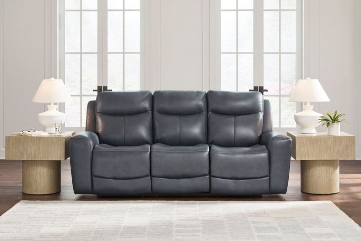 Mighty Moves Admiral Leather 88" Power Reclining Sofa with USB Charging