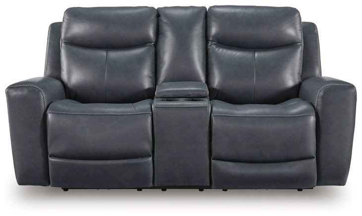 Mighty Moves Admiral Leather 78" Power Reclining Loveseat with USB Charging