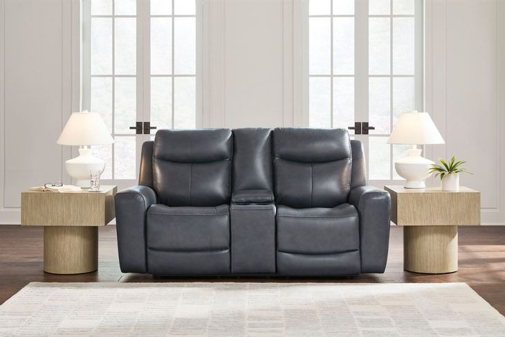 Mighty Moves Admiral Leather 78" Power Reclining Loveseat with USB Charging