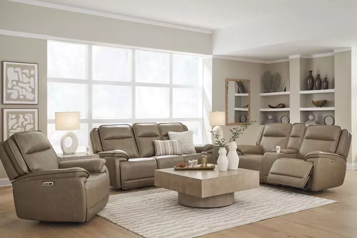 Malcesine Sahara Leather Power Reclining Living Room Set