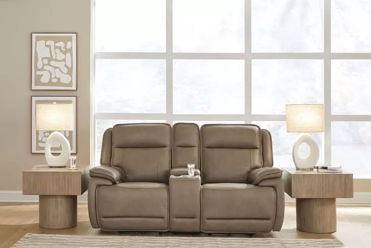 Malcesine Sahara Leather 80" Zero Gravity Power Reclining Loveseat with USB Charging