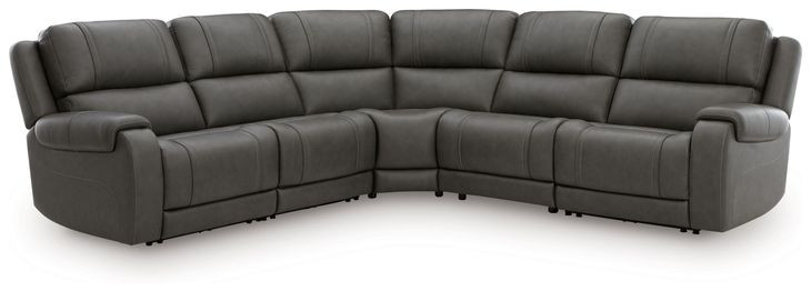 5Z Pendley Anchor Leather 5 Piece Modular Power Reclining Sectional with USB Charging and Heat Massage