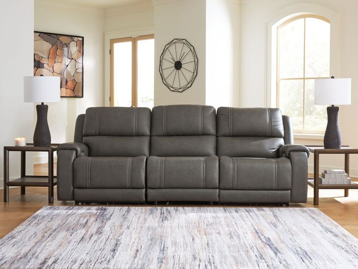 5Z Pendley Anchor Leather 3 Piece Modular Power Reclining Sectional with USB Charging and Heat Massage