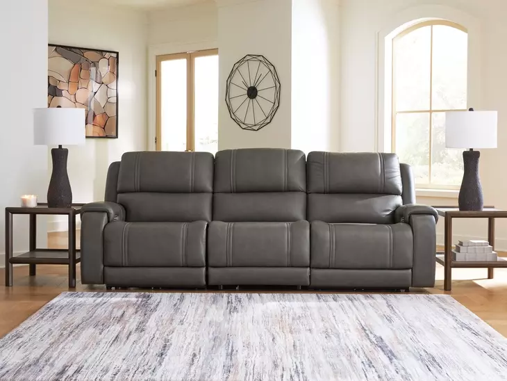 5Z Pendley Anchor Leather 3 Piece Modular Power Reclining Sectional with USB Charging and Heat Massage