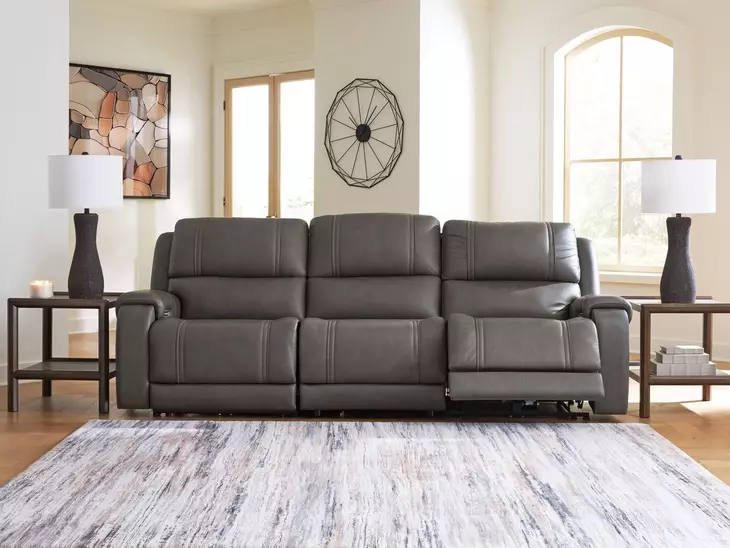 5Z Pendley Anchor Leather 3 Piece Modular Power Reclining Sectional with USB Charging and Heat Massage