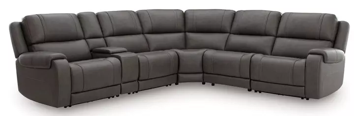 5Z Pendley Anchor Leather 6 Piece Modular Power Reclining Sectional with USB Charging and Storage Console