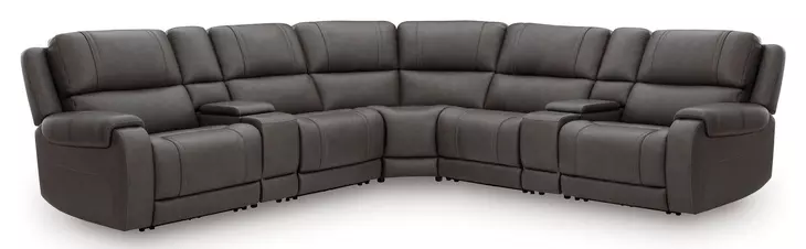 5Z Pendley Anchor Leather 7 Piece Modular Power Reclining Sectional with USB Charging and Heat Massage