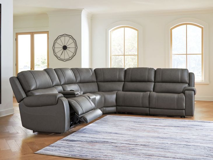5Z Pendley Anchor Leather 6 Piece Modular Power Reclining Sectional with USB Charging and Console