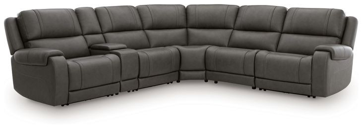 5Z Pendley Anchor Leather 6 Piece Modular Power Reclining Sectional with USB Charging and Console