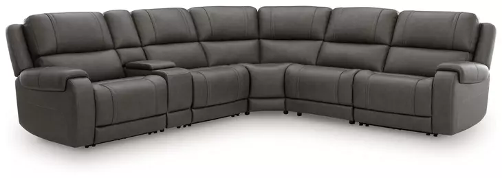 5Z Pendley Anchor Leather 6 Piece Modular Power Reclining Sectional with USB Charging and Console