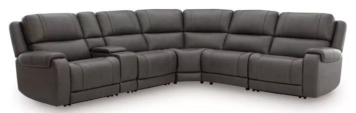5Z Pendley Anchor Leather 6 Piece Modular Power Reclining Sectional with USB Charging and Heat Massage