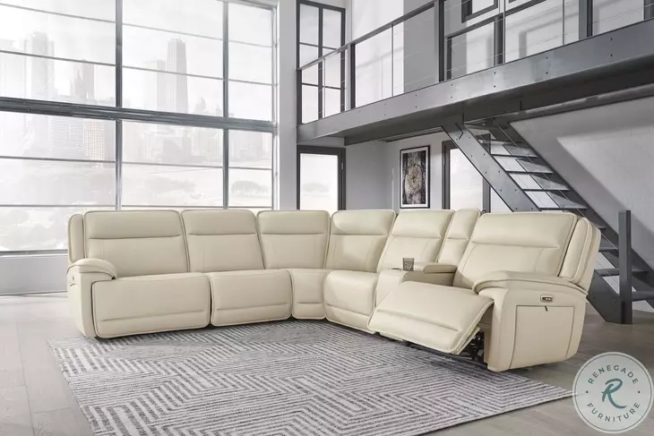 Double Deal Almond 6 Piece Power Reclining Sectional