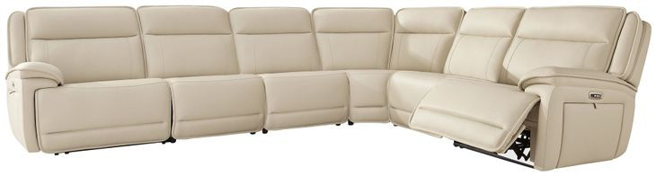 Double Deal Almond 6 Piece Reclining Sectional