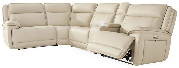 Double Deal Almond 5 Piece Reclining Sectional with Console