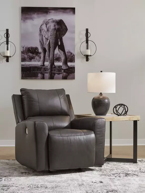 Boxmere Storm Leather Rocker Power Recliner with USB Charging