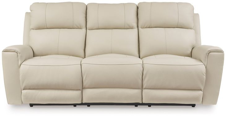 Dahlmoore Almond Leather 87" Power Reclining Sofa with USB Charging