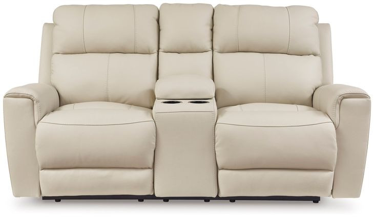 Dahlmoore Almond Leather 76" Power Reclining Loveseat with USB Charging