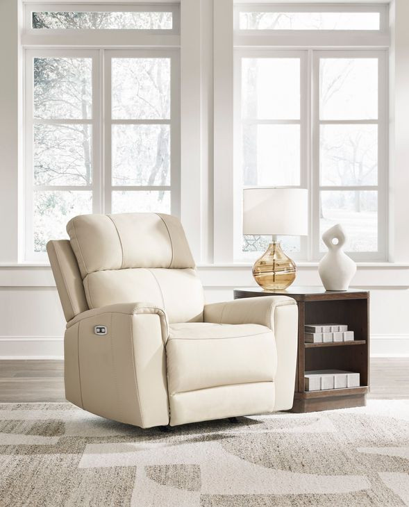Dahlmoore Almond Leather Rocker Power Recliner with USB Charging