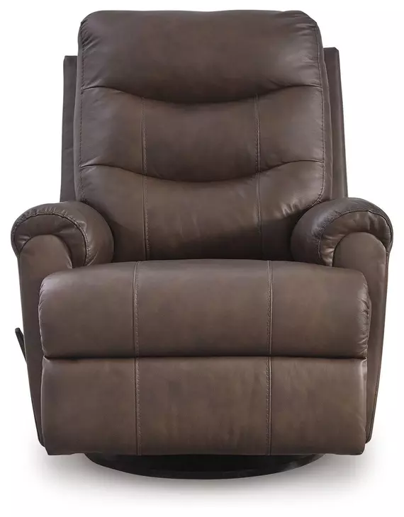 Dolinger Espresso Leather Swivel Glider Recliner