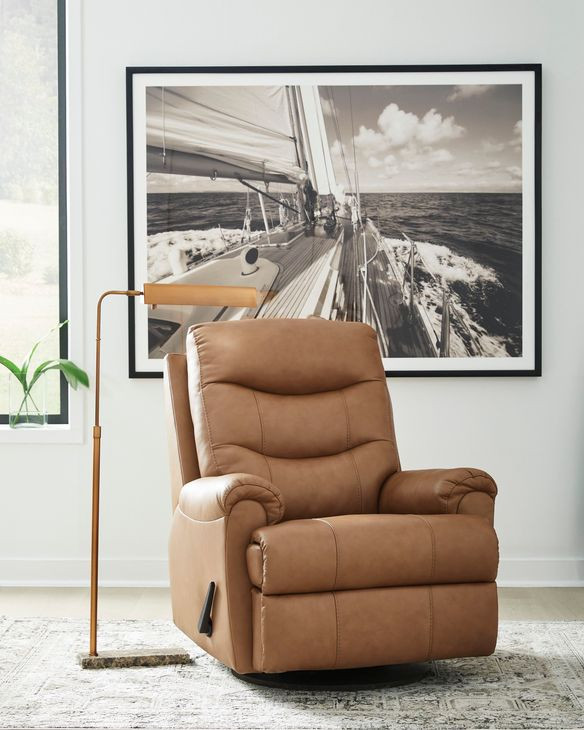Cedarbrooke Butternut Leather Swivel Glider Recliner