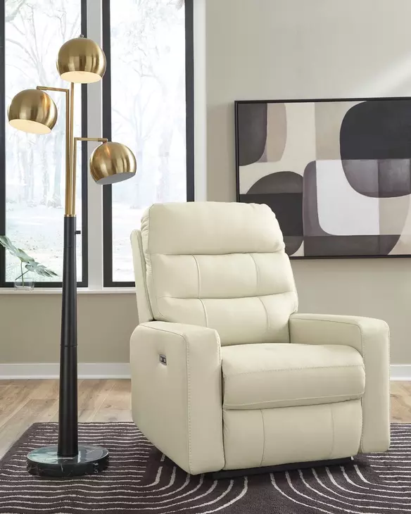 Revival Status Canvas Leather Power Recliner with Power Headrest and USB Charging