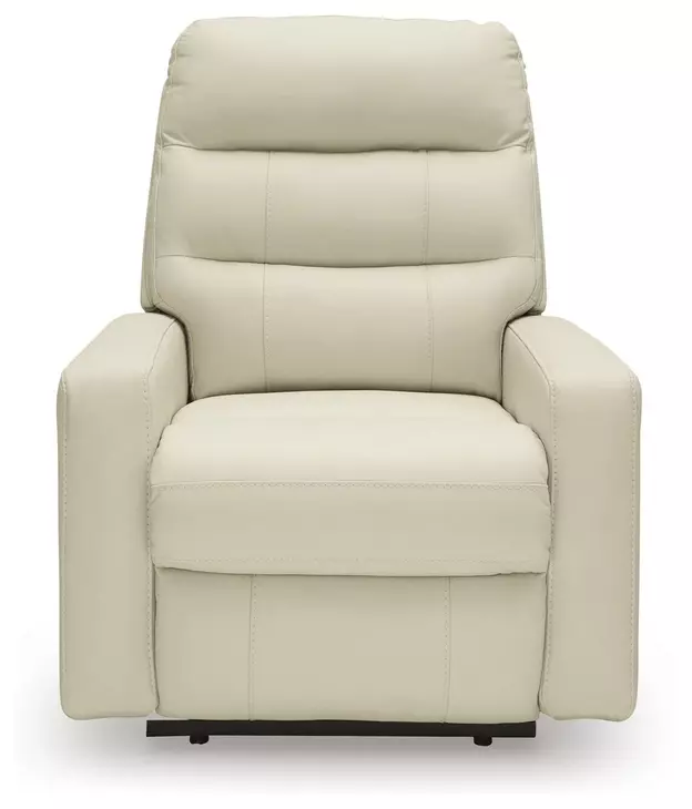 Revival Status Canvas Leather Power Recliner with Power Headrest and USB Charging