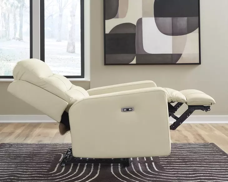 Revival Status Canvas Leather Power Recliner with Power Headrest and USB Charging