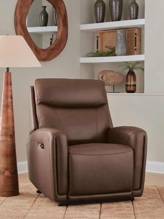 Casa Maria Umber Leather Auto Glide Power Recliner with Power Headrest and USB Charging