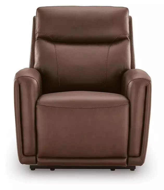 Bosara Umber Leather Auto Glide Power Recliner with Power Headrest and USB Charging