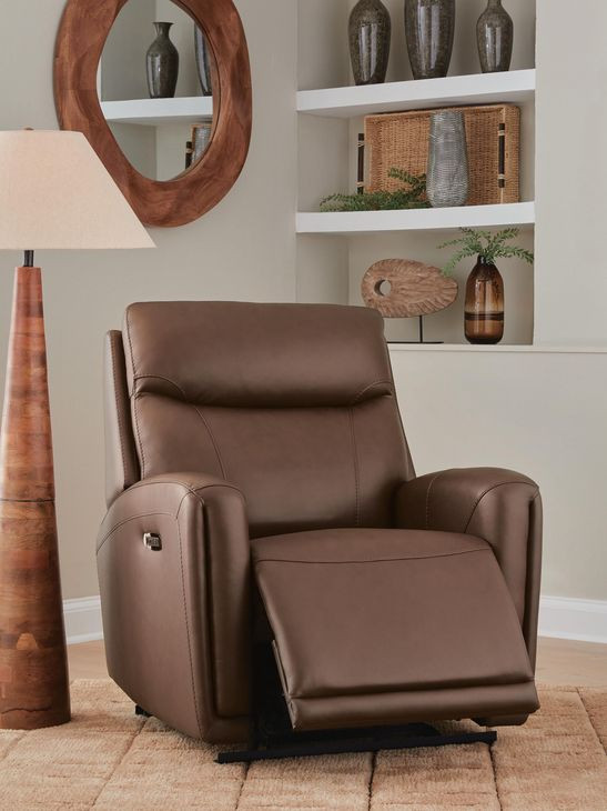 Casa Maria Umber Leather Auto Glide Power Recliner with Power Headrest and USB Charging