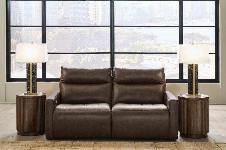 ModZ Chocolate Leather 2 Piece Modular Power Reclining Sectional with Power Headrest and USB Charging