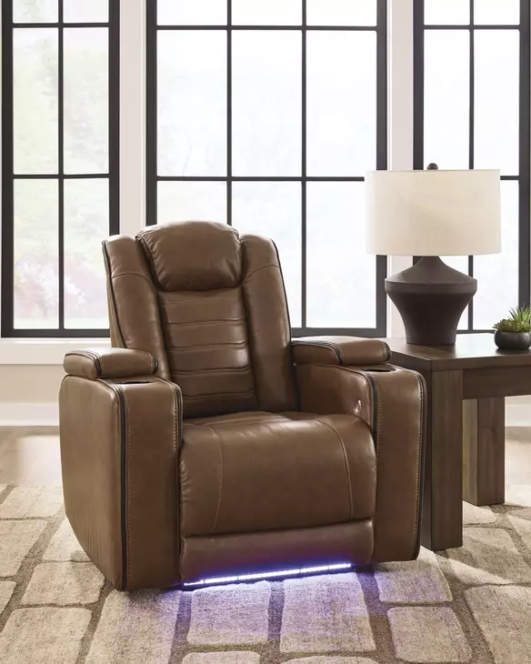 Mestrino Amber Leather Power Recliner with Power Headrest and USB Charging