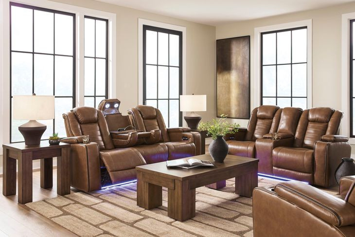 Mestrino Amber Leather 77" Power Reclining Loveseat with Console and USB Charging