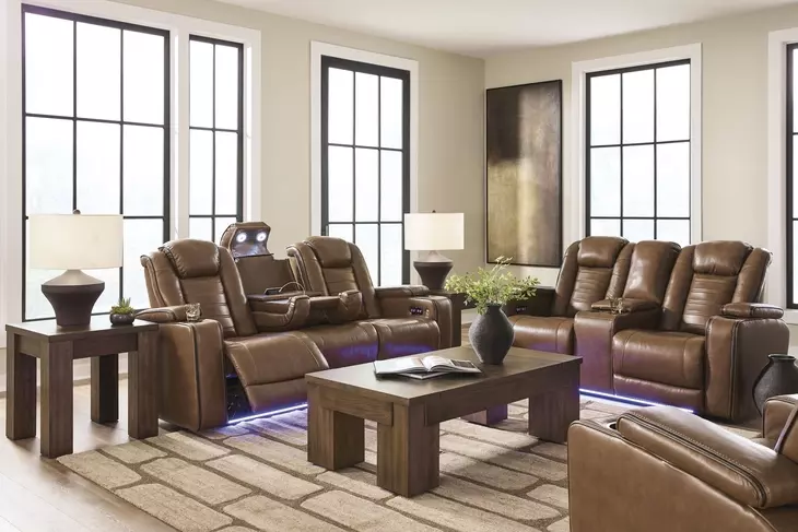 Mestrino Amber Leather 77" Power Reclining Loveseat with Console and USB Charging