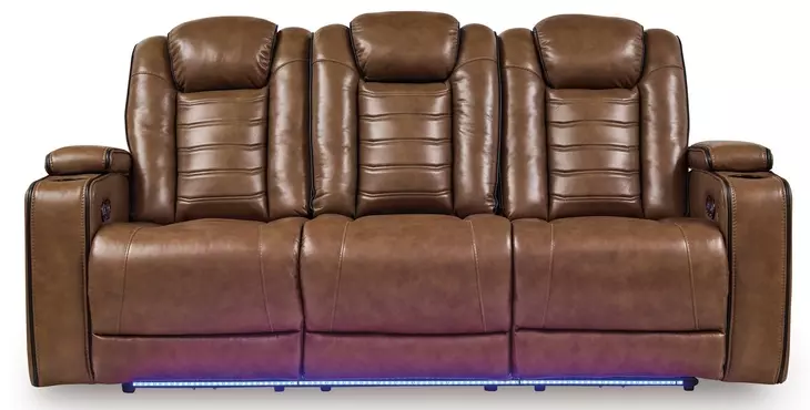 Mestrino Amber Leather 87" Power Reclining Sofa with LED and USB Charging