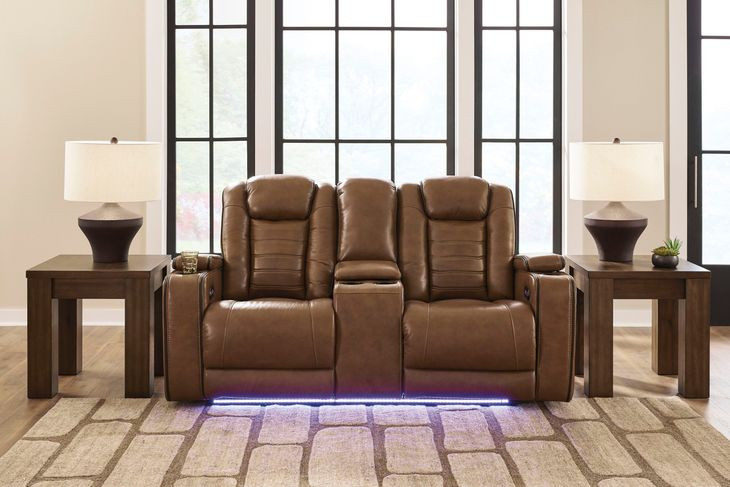 Mestrino Amber Leather 77" Power Reclining Loveseat with Console and USB Charging