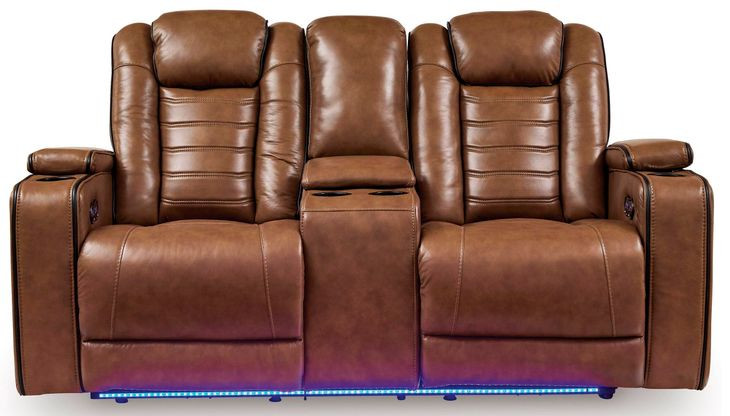 Mestrino Amber Leather 77" Power Reclining Loveseat with Console and USB Charging