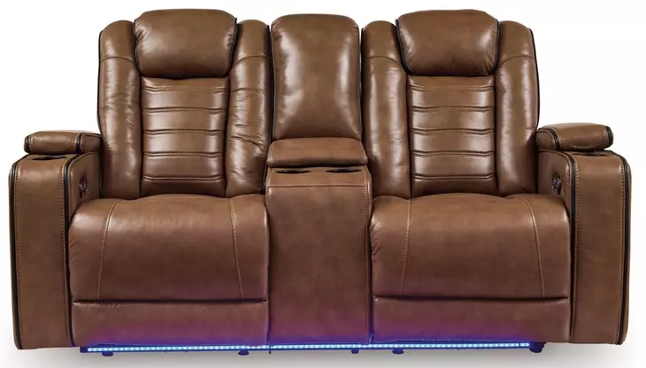 Mestrino Amber Leather 77" Power Reclining Loveseat with Console and USB Charging