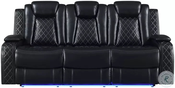 Orion Black Power 85" Reclining Sofa With Power Headrest And Footrest