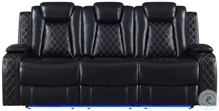 Orion II Black 85" Reclining Sofa