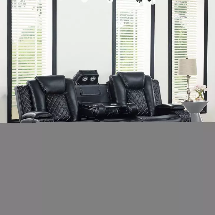 Orion Black Power 85" Reclining Sofa With Power Headrest And Footrest