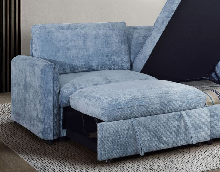 Finn Blue 46" Loveseat with Pop Up Sleeper