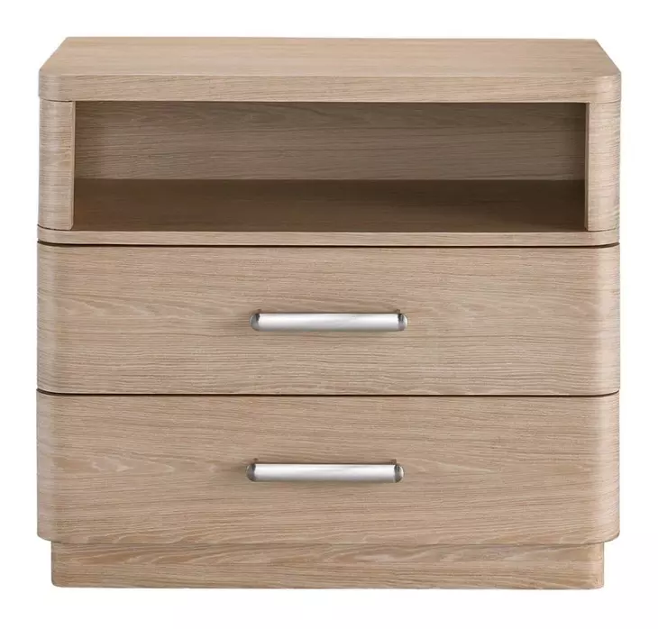 Voyage Tech Oak 2 Drawer Open Nightstand with USB Charging