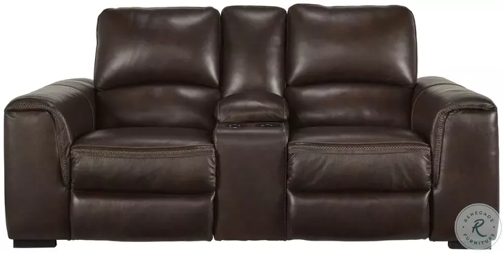 Alessandro Walnut 84" Power Reclining Console Loveseat