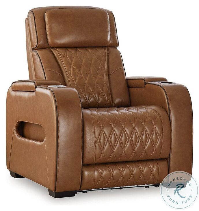 Boyington Caramel Power Recliner with Adjustable Headrest