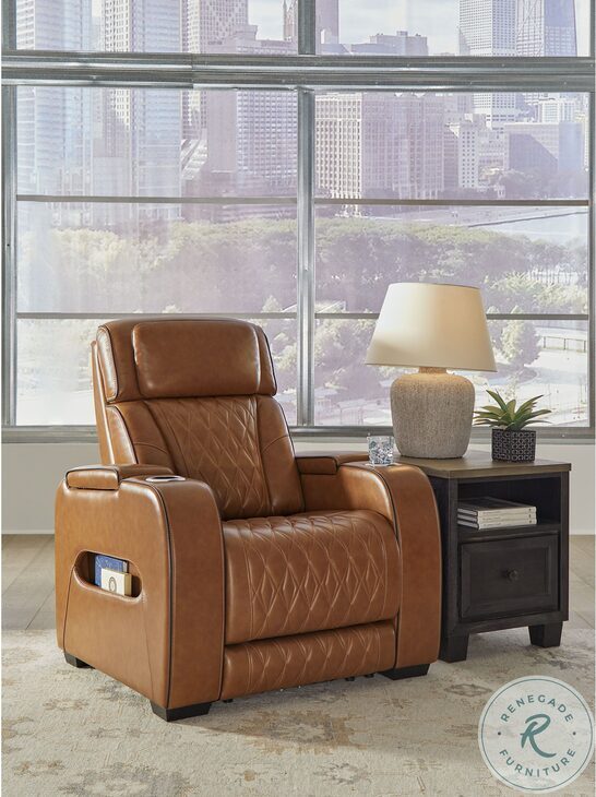 Boyington Caramel Power Recliner with Adjustable Headrest