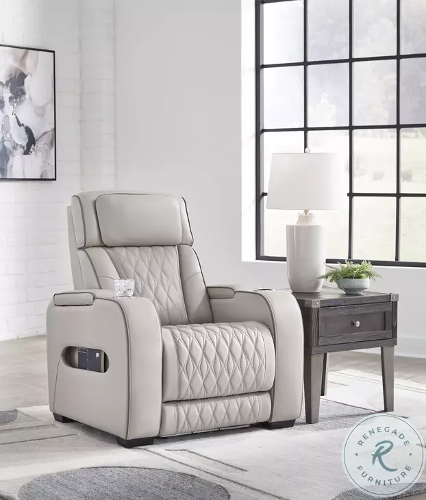 Boyington Gray Leather Power Recliner